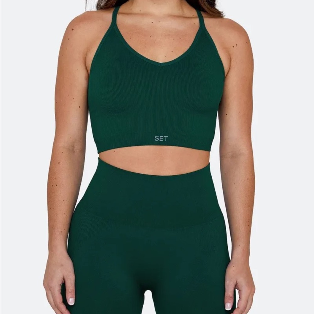 Set active SCULPTFLEX® RIBBED V BRA AND BIJE SHORTS- MOJITO